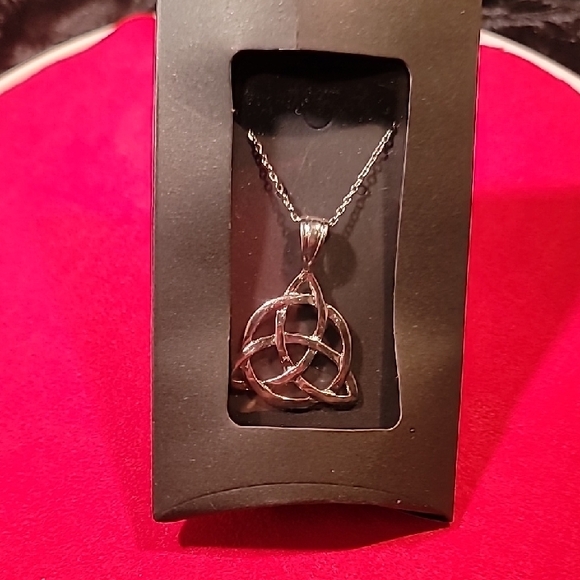 Sweet Heart Jewelry Other - 0510. Silver Interwoven ~Triquetra Pendant w/ Radiant Detailing and 18" Chain